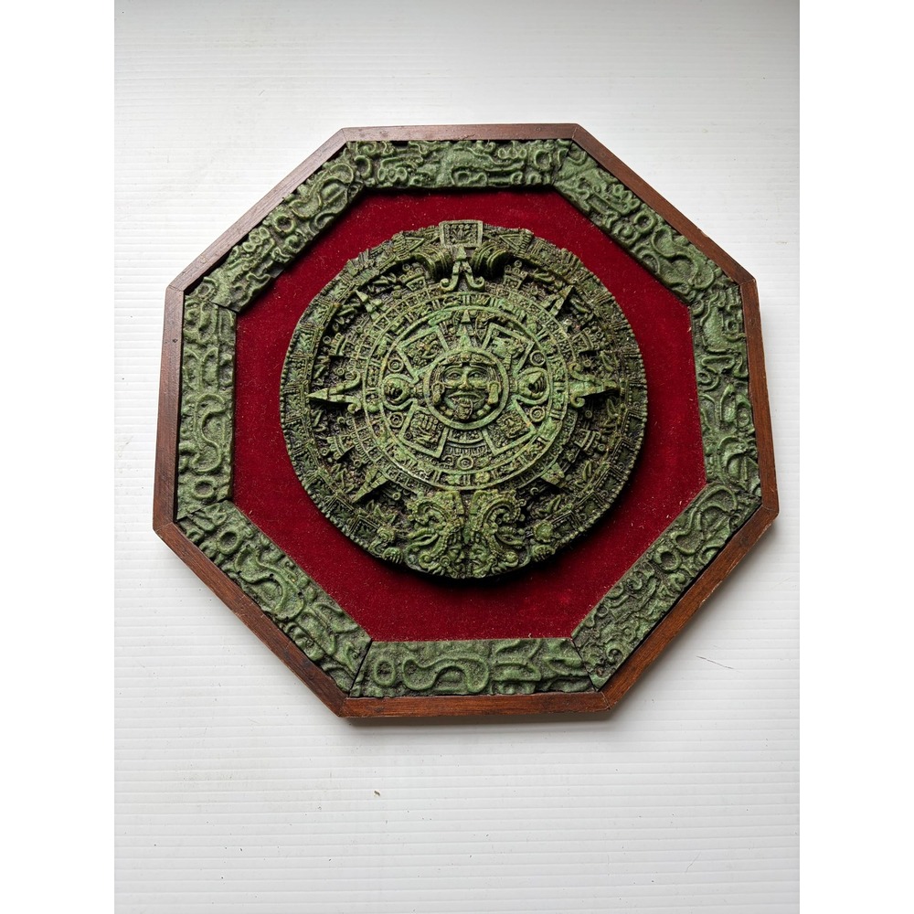 Vintage Aztec Sun Calendar Stone Plaque